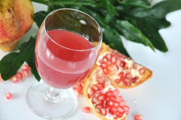 Above of Glass of Pomegranate Juice