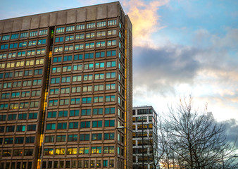 BIJLMER ARENA, NETHERLANDS - JANUARY 03, 2017: Modern architecture of business city. Biljlmer Arena (Amsterdam) - Netherlands.