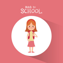 back to school student girl diadem pink skirt backpack vector illustration eps 10