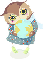 сова с букетом цветов