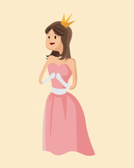 beauty princess tale  pink dress crown vector illustration eps 10