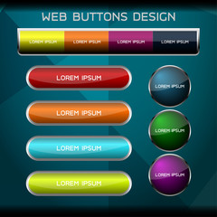 Set of web button design, vector illustration