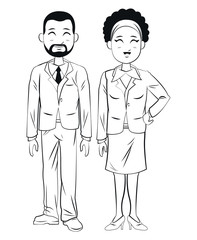 man and woman business colleagues outline vector illustration eps 10