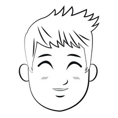 portrait head man young smiling outline vector illustration eps 10