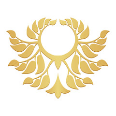 Abstract gold foliate element. Gold laurel wreath.