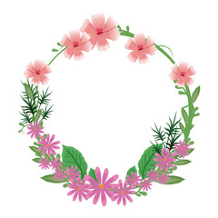 flower round frame wreath nature delicate vector illustration eps 10