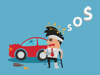 Drinking And Driving. vector illustration.