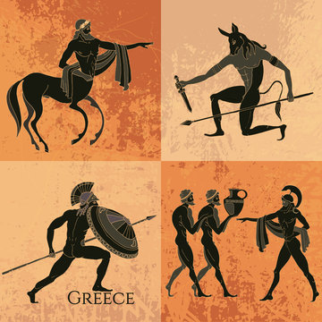 Ancient Greek mythology set. Ancient Greece scene
