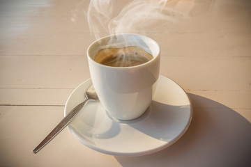 hot coffee with smoke