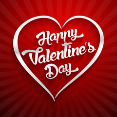 Happy Valentines Day handwritten lettering design text on color background.