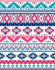 Seamless Ethnic pattern textures. Pink & Navy colors. Navajo geometric print. Rustic decorative ornament. Abstract geometric pattern. Native American pattern. Ornament for the design of clothing