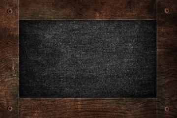 Wooden frame with black clothes texture, menu board