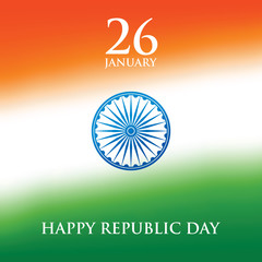 India Republic Day greeting card design vector illustration. 26 January - Republic day of India.