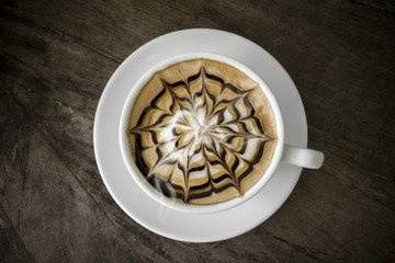 latte art coffee on the table