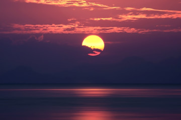 Sunset sky and the lake