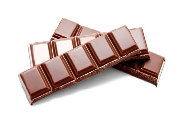Dark milk chocolate bars stack isolated