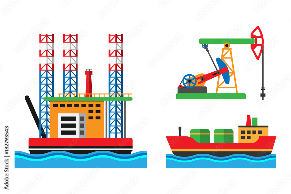 Wall mural oil extraction platform vector illustration