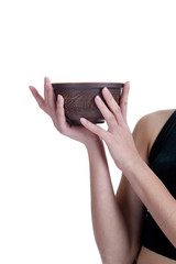 Clay plate in the hands of