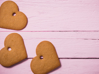 cookies heart on wooden background