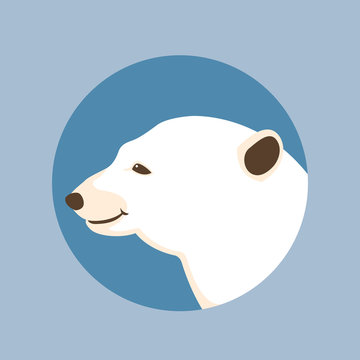 polar bear  head vector illustration style Flat