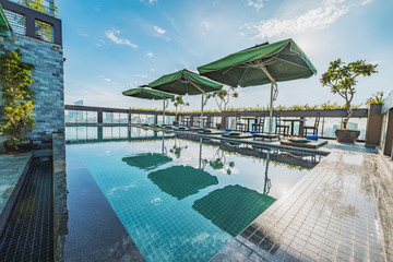 Modern rooftop swimming pool of a nice hotel