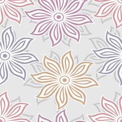 Fototapeta na wymiar Seamless silver floral pattern design
