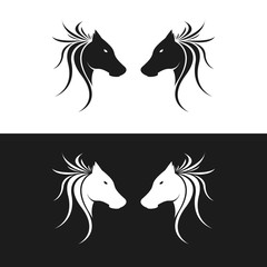Twin Horse Logo. Isolated.