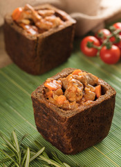 goulash with pieces of meat