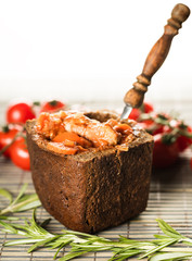 goulash with pieces of meat
