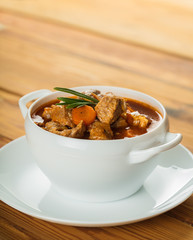 goulash with pieces of meat