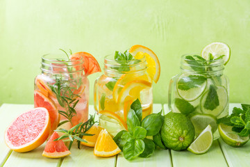 Selection of infused water for detox