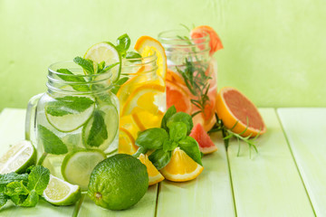 Selection of infused water for detox