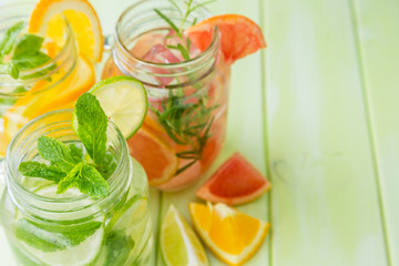 Selection of infused water for detox