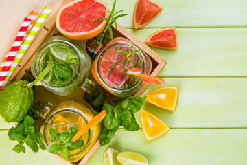 Selection of infused water for detox