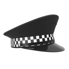 British Police Cap on white. 3D illustration
