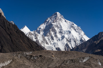 K2 bergtop en Baltoro-gletsjer, K2 trek, Pakistan