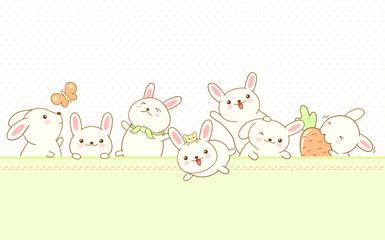 Vector border with Easter bunnies