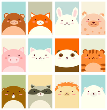 Set of banner with cute animals