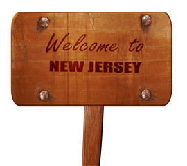 Welcome to new jersey, 3D rendering, text on wooden sign © Argus