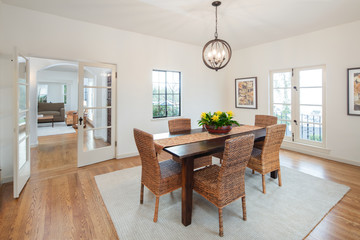 Dining Room with wooden furniture.