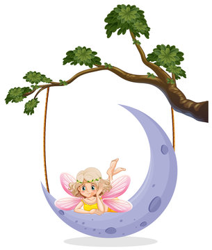 Cute fairy on the moon