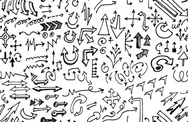 hand-drawn doodle seamless pattern with arrows