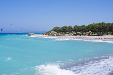 Beach in Kremasti, Rhodes island, Greece