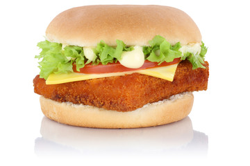 Fischburger Fisch Burger Backfisch Hamburger Käse Freisteller f