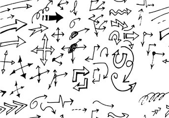 Vector hand drawn arrows set