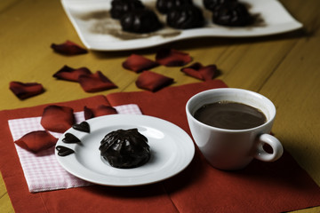 chocolate fresh marshmallows with cafe