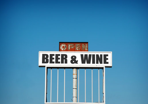 old vintage neon beer and wine sign 