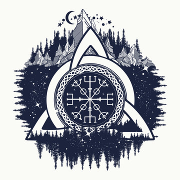 Naklejki Celtic trinity knot, Helm of Awe, aegishjalmur, tattoo
