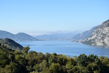 Fototapeta na wymiar Lake Iseo between Brescia pre-Alps - Italy
