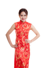 Asian girl in chinese cheongsam dress.